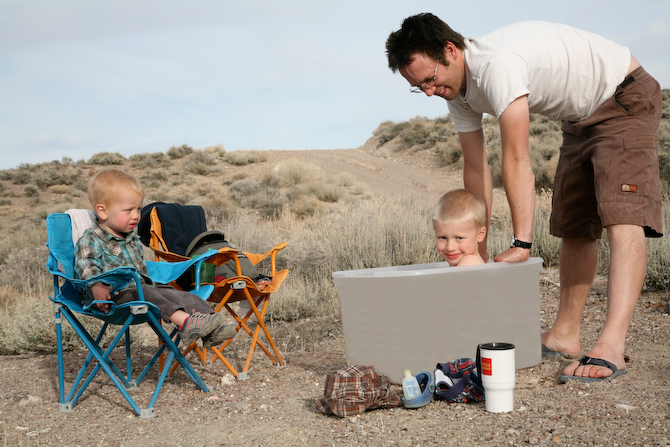 Keeping kids clean while camping.